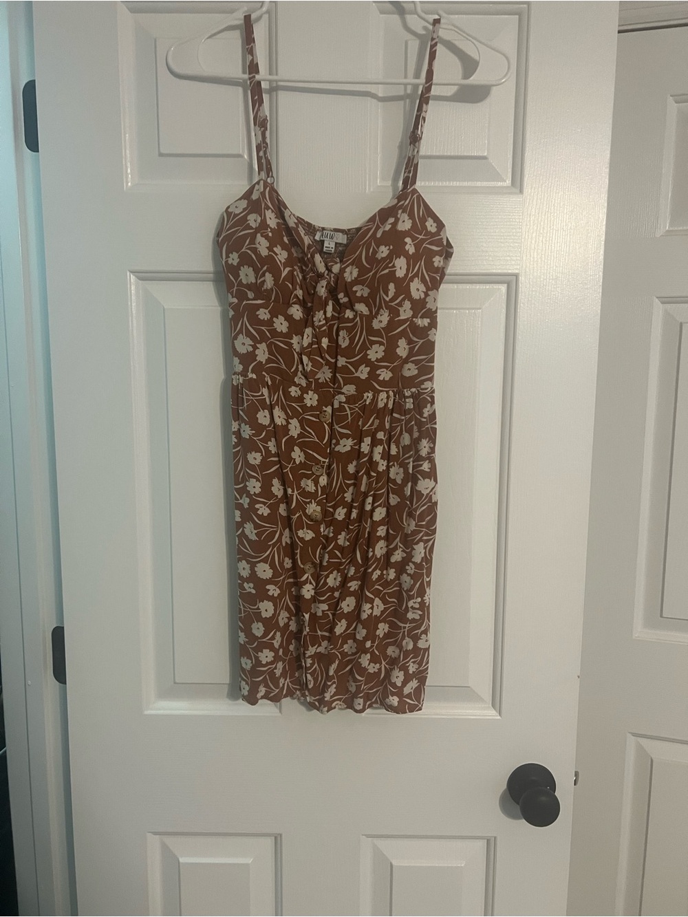 Brown Floral Spaghetti Strap Sundress